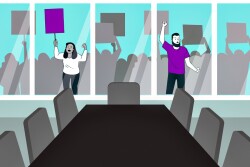 Activists in boardroom