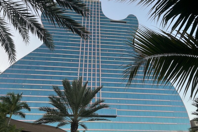 hotel and palm trees
