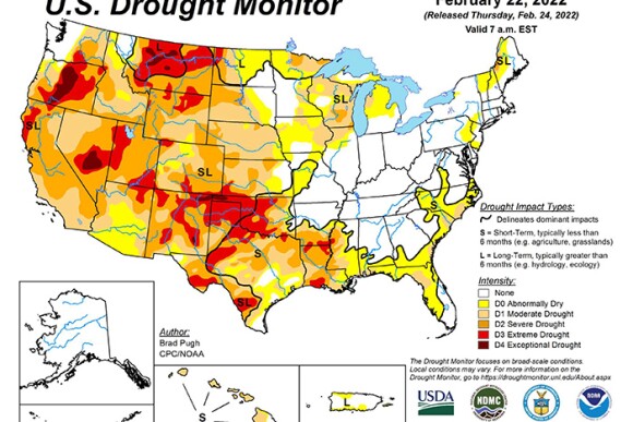 US Drought Map Feb. 22