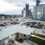 Frozen 2 was projected onto the grain elevator at Landus Cooperative in Jefferson, Iowa, for 110 parked cars. 