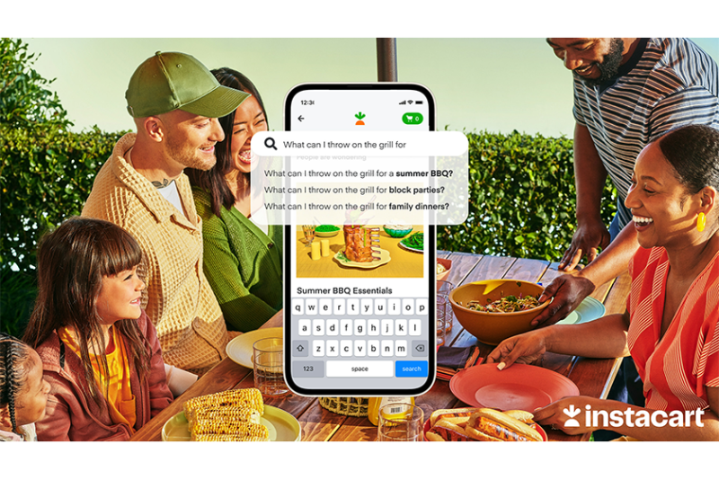people eating and a cell phone with app and question