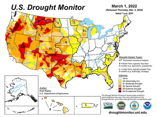 US Drought Map March 3 2022
