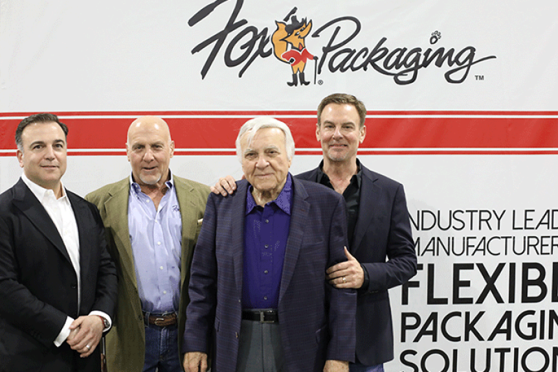 Members of the Fox family were on hand during the recent grand opening of Fox Packaging's printing facility. Aaron (from left), Keith, Kenny and Craig Fox greeted visitors at the event.