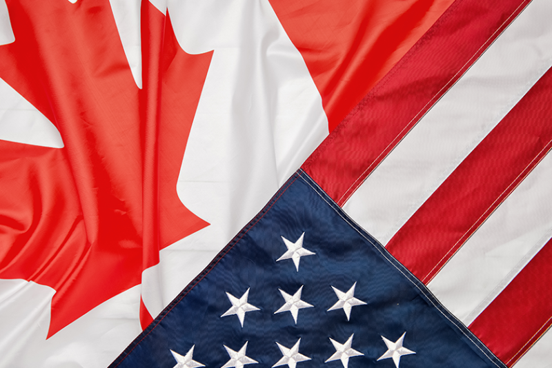 Canadian and U.S. flags