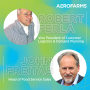 two white guy headshots on blue-green graphics