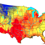 (On this map, yellow represents high risk, orange represents the “danger zone” and red is used to note areas will the heat will reach emergency levels.)