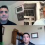 Rabobank fruit and vegetable analysts Roland Fumasi (upper left) and David Magana (center) in an April 28 interview with The Packer's Tom Karst (right).
