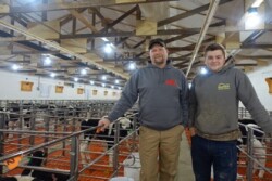 Ryan Anguilm and his son, William, enjoy working together with the rest of their family, raising starter calves for Midwest Veal, LLC in northern Indiana.