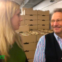 The Packer's Northeast editor, Amy Sowder, interviews Steve Condakes of the Peter Condakes Co. at the New England Produce Center in Chelsea, Mass.