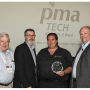 PlantTape received the 2018 PMA Science & Technology Circle of Excellence award. Jeff Antle of PlantTape (center right), receives the award, presented by Bob Whitaker of PMA (right), Andy Kennedy of FoodLogiQ (center left) and Jim Brennan of SmartWash Solutions.