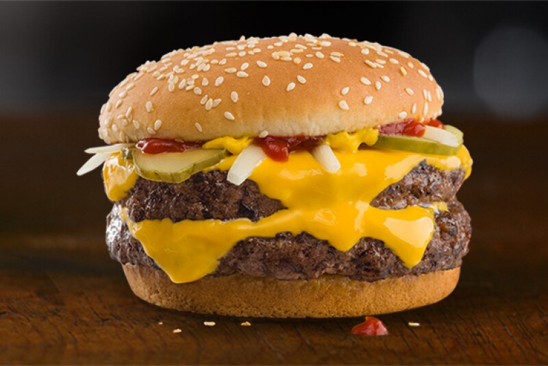 McDonald's fresh beef double Quarter Pounder.