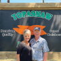 Melissa and Joe Edmonson of Topashaw Farms. Joe Edmondson, co-owner, says the company wraps its own sweet potatoes rather than sneding them out to another company, and demand for microwave product especially is growing.