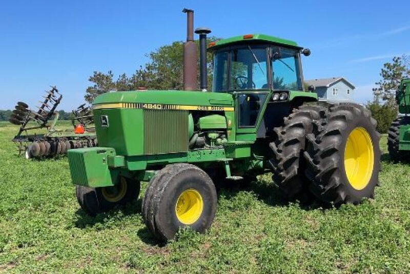 This 1979 John Deere 4840 with 5,671 hours sold for new record of $50,000 on 6/28/22 at a farm auction in Francesville, IN.