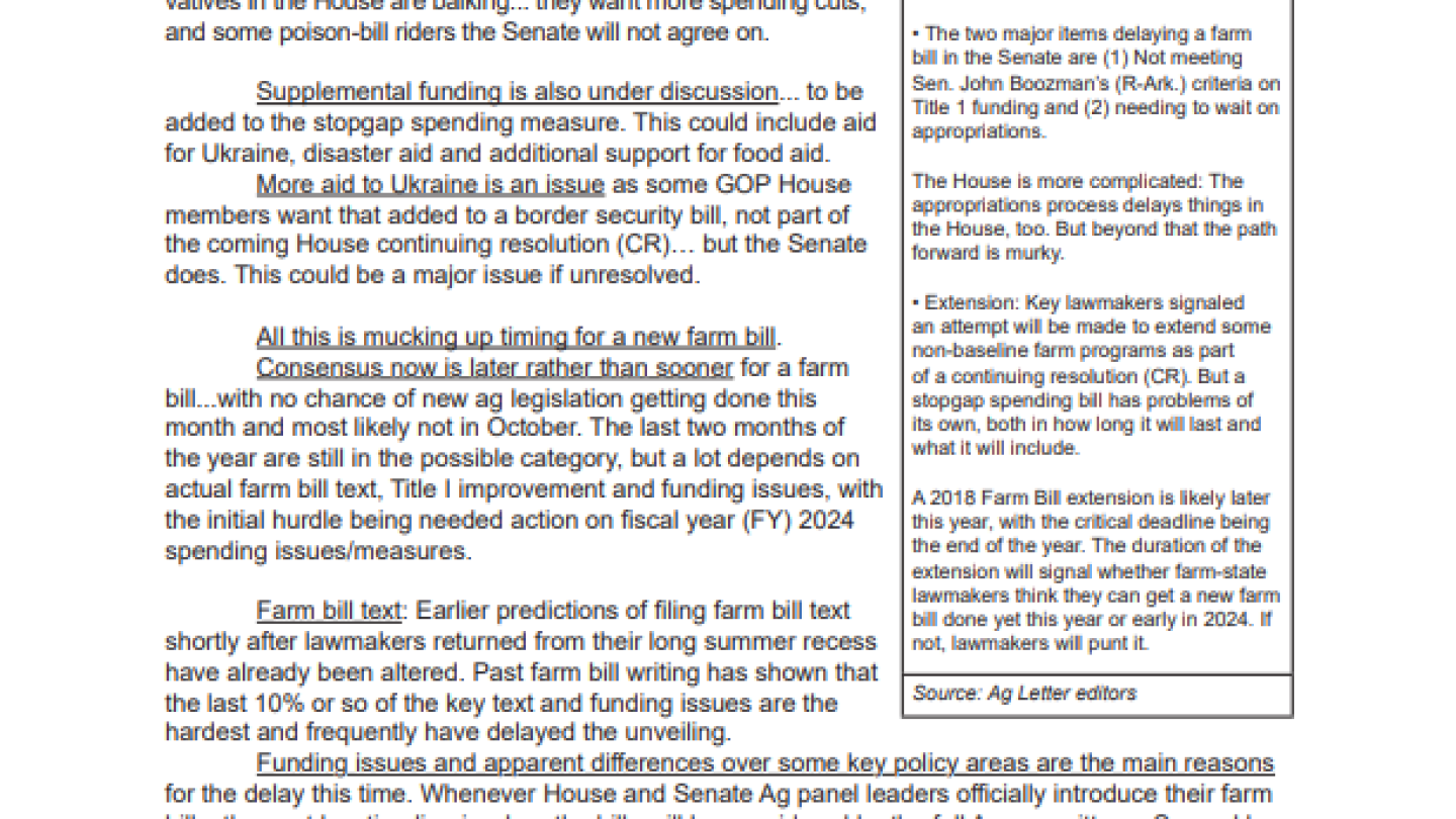 The Agriculture Letter - Sept. 15, 2023