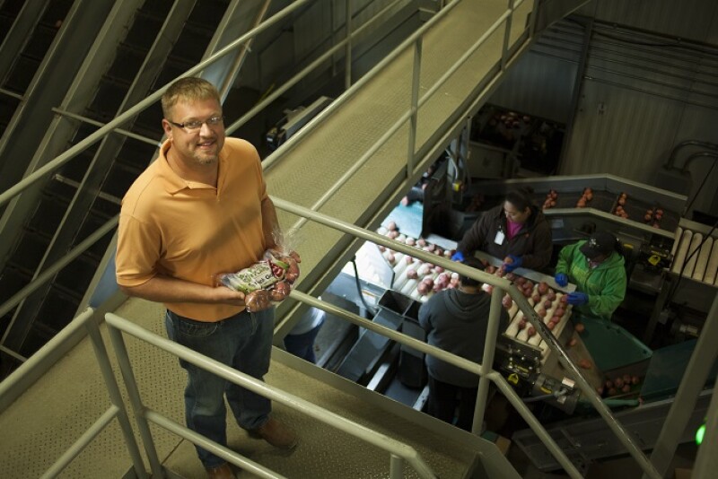   John Halverson, chief operating officer of Black Gold Farms, at the company's Arbyrd, Mo., packing facility
