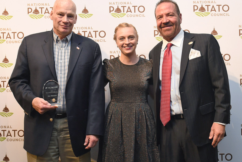 2024 Potato Person of the Year — from left, Jim Ehrlich (winner), Christina Herrick and RJ Andrus