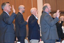 Illinois delegates being sworn in at Pork Forum