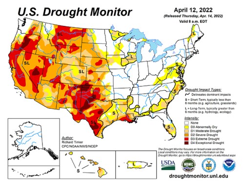 National Drought Map 04-14-2022