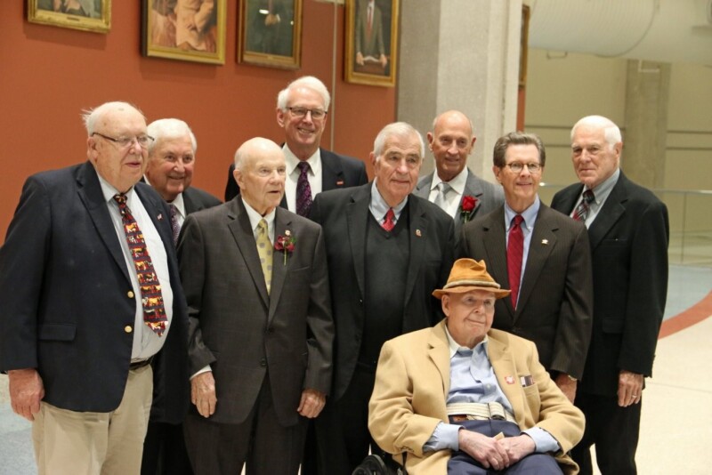 Left to right, back row: Dr. David Hawkins, Michigan, 2013; Dr. Maynard Hogberg, Iowa, 2016; Harold Workman, Kentucky, 2003; Dr. Roger Hunsley, Kentucky, 2005; second row: David Nichols, Iowa, 2015; Bob Hall, Kentucky, 2019; Tom Burke, Missouri, 2017; Dr. Gary Minish, Texas, 2012; front row: Jack Ragsdale, Kentucky, 1992.