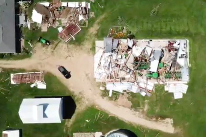 Brad and Lisa Dircks' farm in Lowden, Iowa was flattened by the derecho last week. This week, scouts on the Pro Farmer Crop Tour will gauge the scope of damage, wading through fields across eastern Iowa. 