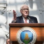 World Food Prize President Amb. Kenneth M. Quinn talks about the WFP and announces The WFP 2018 Laureates Drs. Lawrence Haddad and David Nabarro during a ceremony at the U.S. Department of Agriculture (USDA) headquarters in Washington, D.C. in June 25, 2018. 