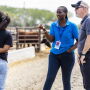 UNL professor Galen Erickson talks to attendee Raissa Urujeni.