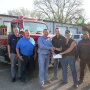 From L to R: Gary Moritz, NEW Cooperative Communications Director, Dan Drenkhahn and Nick Kerr, NEW Cooperative Board members and Jared Ehrp, NEW Cooperative Region 5 Manager presenting the $10,000 donation to Curt Crichton, Hornick Volunteer Firefighters President and Matt Scheer and Ben Ronfeldt of the Hornick Fire Department.