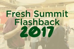 Keith Durham, produce category manager for Brookshire Grocery Co., Tyler, Texas, talks with Lara Grossman, organic sales and marketing manager for Eden Prairie, Minn.-based Robinson Fresh, at Fresh Summit in New Orleans.