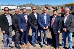 FPAA representatives and others attending a groundbreaking ceremony for Mariposa Road improvements include Nohe Garcia (from left), Nogales, Ariz.-area developer; Nogales City Manager John Kissinger, Juan Ciscomani, senior advisor for regional and international affairs for the Arizona governor’s office; Bobby Astengo of Peppers Plus, Gustavo Acosta of RL Jones Customhouse Brokers, Jaime Chamberlain of Chamberland Distributing, and Terry Shannon Jr. of Shannon Brokerage.