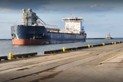 Ship arriving at the Port of Oswego New York