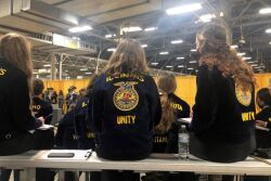 FFA members listening to National 4-H Horse Judging Contest Critique