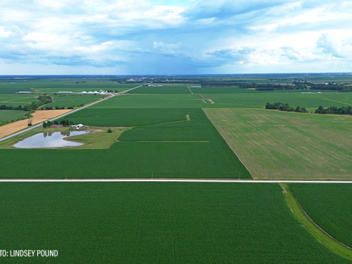 Aerial land field fields corn soybeans