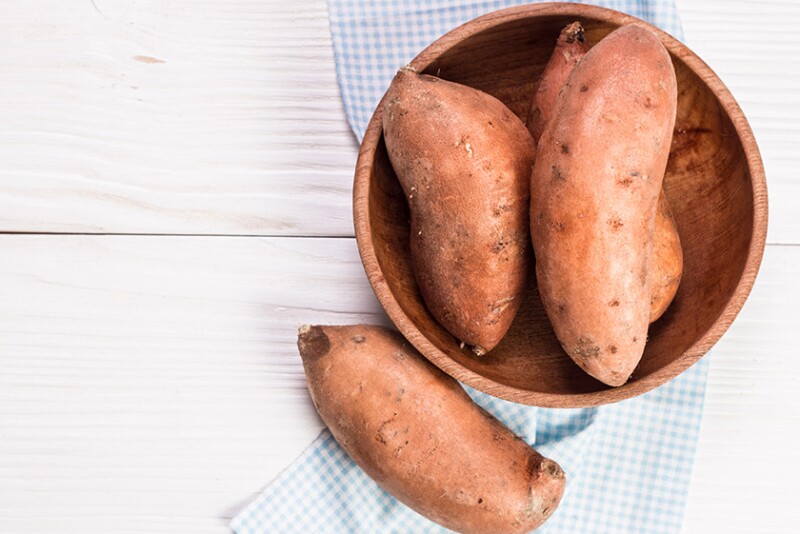 Sweetpotatoes on a table