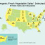 US map showing organic sales by state