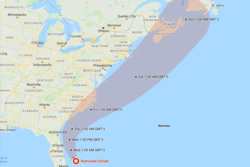 Hurricane Dorian is currently expected to reach the Carolinas sometime on Thursday.