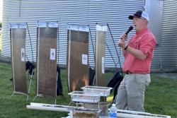 Indiana farmer Aaron Krueger told the almost 80 people in attendance that his soil health and organic material has grown as his cover crop diversity has grown
