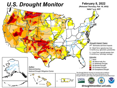 US Drought Map Feb. 8