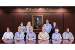 Procacci Bros., Philadelphia, has turned 70 years old. Board members and key directors are (seated): President Mike Maxwell (from left), VP of sales Rick Feighery, COO George Binck, CEO J.M. Procacci, chief financial officer John Hagan, and VP of wholesale market store operations Sid Richardson. Standing are corporate director of business development and special projects Lou Struble, marketing and packaging design coordinator Rita Procacci Neczypor, director of Procacci Holdings Co. Joseph Procacci III, and director of community outreach Gabrielle Procacci.