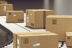 Boxes on a conveyor line