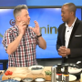 Chef Jonathan Collins (left) uses Chilean blueberries during a cooking demonstration with CTV's Henry Burris on the network's Morning Live program.