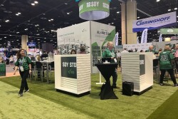 USB Booth with artificial turf from soybeans