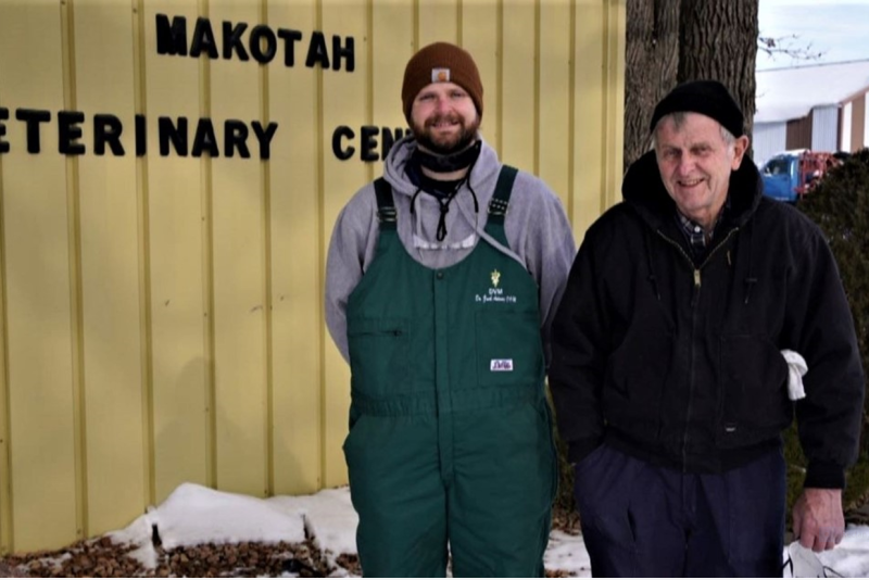 Dr. Robert Bogan refused to retire and leave residents of Faribault County, Minn., without a veterinarian. His hand-selected replacement, Dr. Zach Adams, is a 2021 graduate of the Iowa State University College of Veterinary Medicine.
