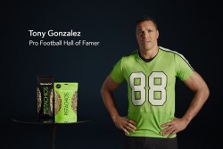 Wonderful Pistachios The Next Big Thing campaign features commercials starring Pro Football Hall of Famer Tony Gonzalez (pictured) and Olympic weightlifter Kendrick Farris.