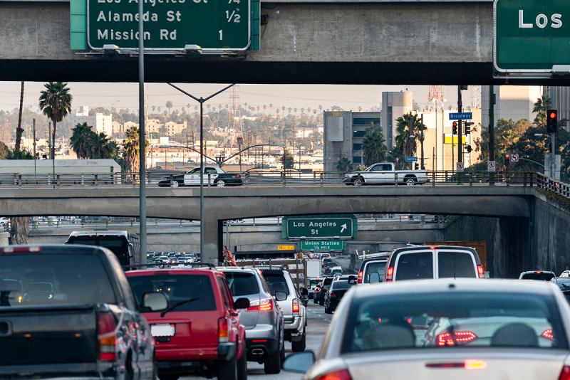 Traffic near downtown Los Angeles