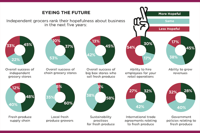 Wheel graphs on future outlook for independent grocers NGA