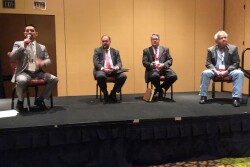 A panel of industry leaders at Texas International Produce Association’s Viva Fresh show said the industry should brace for potential disruptions and consolidation in the wake of those changes. Left to right Dante Galeazzi, president and CEO of the Texas International Produce Association,  Lance Jungmeyer, president of the Fresh Produce Association of the Americas,  Jason Klinowski, agriculture and food law attorney at Wallace Jordan Ratliff & Brandt LLC in Birmingham, Ala.,  and J.O. Alvarez, Jr., president of J.O. Alvarez Inc., Laredo, Texas.