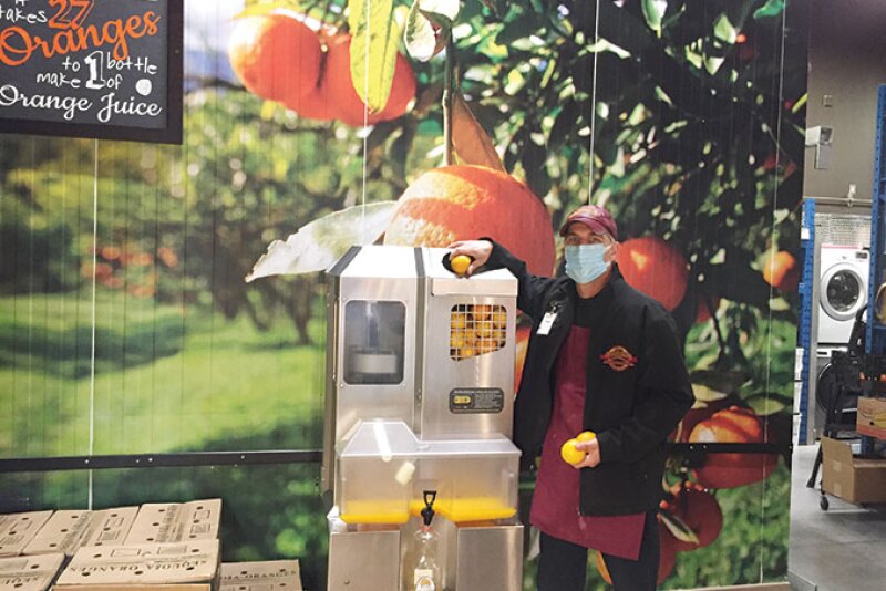 Fresh-squeezed orange juice is a top seller at the Sunripe Freshmarket location in the Hyde Park section of London, Ontario, says Randy Jeffery, produce manager. Juice is squeezed twice a week in front of customers so they can see that it’s fresh, Jeffery says