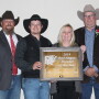 (L to R) Bob, son, Tom, and Julie Morton of Green Mountain Red Angus, presented by Chuck Feddes.