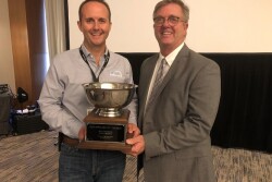 West Mathison, (left) president and CEO of Stemilt Growers, was awarded The Packer's Apple Man of the Year award by Tom Karst, editor of The Packer, on Aug. 22.