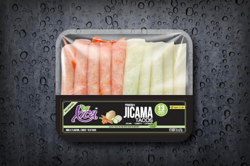 Xica debuts fresh-cut jicama "tacos" with assorted vegetables, such as carrots and cucumbers.